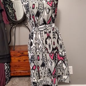 Pink Grey and Black Chiffon Dress